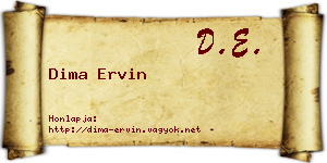 Dima Ervin névjegykártya